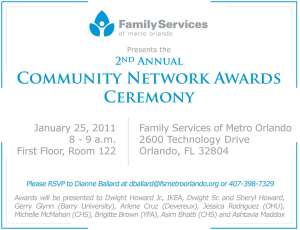 Invitiation to Community Network Awards Ceremony